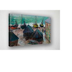 claude monet, boats on the beach at tretat