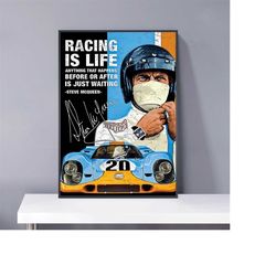 steve mcqueen vintage racing travel poster - racing