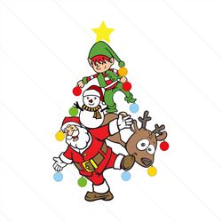 christmas tree svg, christmas svg, elf svg, snowman svg, reindeer svg, santa claus, funny christmas tree, xmas svg, chri