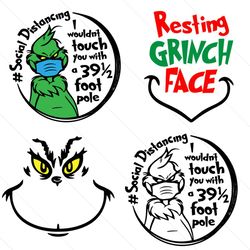 grinch bundle svg, trending svg, grinch svg, grinch face svg, resting grinch face, social distancing, grinch wearing fac