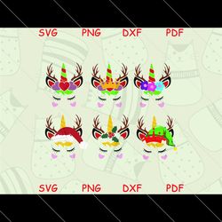 christmas reindeer unicorn bundle, christmas svg, elf unicorn, christmas gift, reindeer svg, reindeer unicorn, santa uni