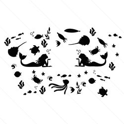 mermaid starbucks cup wrap svg cutting files designs