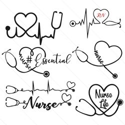 nurse stethoscope rn heart svg digital files
