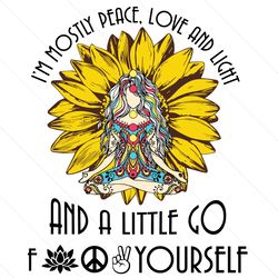 yoga sunflower im mostly peace love and light svg design digital files