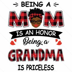 being a mom is an honor being a grandma is priceless svg, mothers day svg, black mom svg, black grandma svg, being a mom