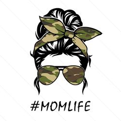 army mom life messy bun svg, mothers day svg, mom life svg, army mom svg, army bandana svg, messy bun svg, cool mom svg,