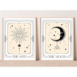 sun and moon tarot set of two prints,