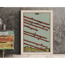 8 of wands- tarot card print - the