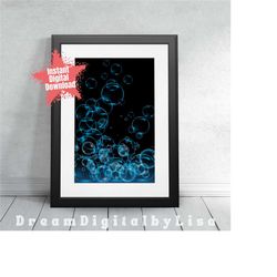 bubbles bathroom wall art digital download, blue bathroom print, bubbles poster, bubbles printable, bathroom wall hangin
