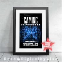 gaming poster, digital download, gaming prints blue, gaming printable, teenage gamer gift, kids gaming gifts, games room