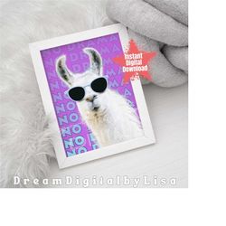 no drama llama funny animal print, llama printable, fun llama art, llama card, modern wall art, downloadable print, inst