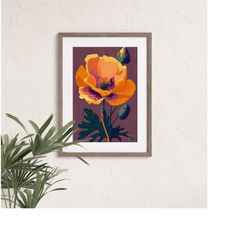 california poppy summer | printable poppies poster | purple floral | bathroom decor | gauguin