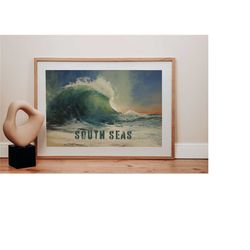 south seas ocean print | coastal sea surf poster art | pacifica nursery decor | modern chic | digital printable