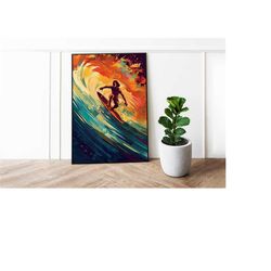 abstract surf poster | oceanside airbnb decor | ocean beach surf aesthetic | coastal decor poster modern chic | digital