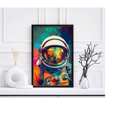 Abstract Astronaut Art Print | Space Aesthetic Wall Decor | Abstract Galaxy Wall Art | Digital Printable | Boho House De