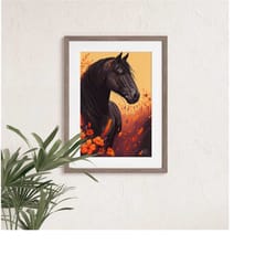 wild black horse print, stallion horse wall decor, horse gifts, equestrian gift, horse memorial gift, southern decor, te