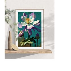 columbine flower art print, colorado state flower art, flower wall art, nature decor, colorado home decor, kitchen wall