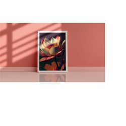 white lotus flower print | boho design art | flower poster | gauguin painting | digital download | lotus painting