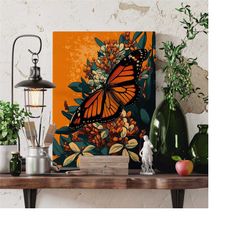 monarch butterfly poster print | butterfly wall art | modern house decor | summer portraits | digital download | gauguin
