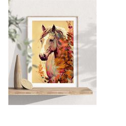 horse flowers printable art | animals wall posters | colorful horse print gift | henri matisse | printable art