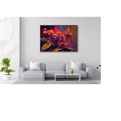 orchid bloom wall art poster | boho floral decor | modern chic print | digital printable