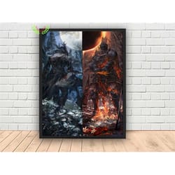 bloodborne dark souls game poster, canvas wall art