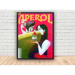 aperol liqueur food&drink vintage poster, canvas wall art