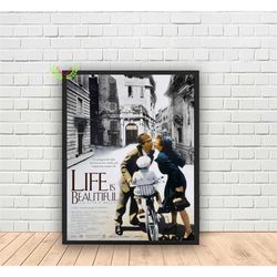 life is beautiful movie poster, canvas wall art