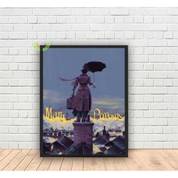 mary poppins movie poster, canvas wall art decor,