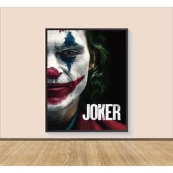 joker movie poster print, canvas wall art, room