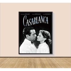 1942 casablanca movie poster print, canvas wall art,
