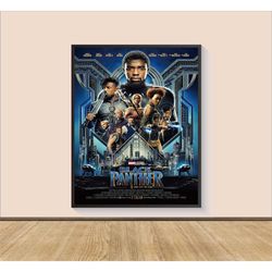 black panther movie poster print, canvas wall art,