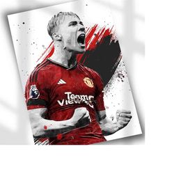 rasmus hjlund soccer poster | canvas print for football fans | unique sports wall art
