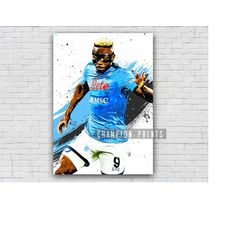 victor osimhen poster, napoli print, football canvas, kids gift, gym, man cave decoration, boys playroom decor, soccer p