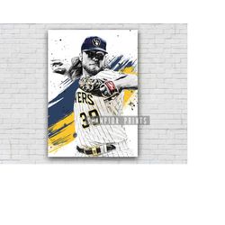 corbin burnes poster, milwaukee brewers print, kids gift, gym, man cave decoration, basement, boys playroom decor, baseb