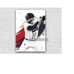 freddie freeman poster, atlanta braves print, kids gift, gym, man cave decoration, basement, boys playroom decor, baseba