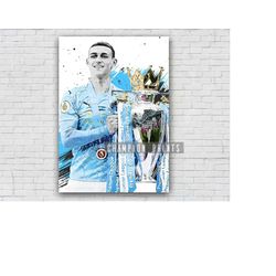 phil foden poster, football canvas print, kids gift, gym, man cave decoration, boys playroom decor, soccer poster, engla