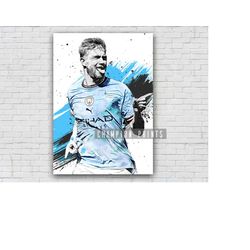 kevin de bruyne poster, football canvas print, kids gift, gym, man cave decoration, boys playroom decor, soccer poster,