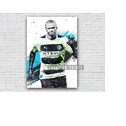 erling haaland poster, football canvas print, kids gift, gym, man cave decoration, boys playroom decor, soccer poster, n