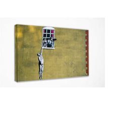 banksy wall art canvas print decor, canvas print, room decor, home decor, movie poster for gift, ready to hang