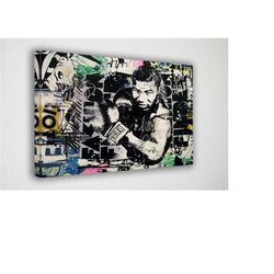 mike tyson graffiti poster canvas wall art, canvas wall decor, canvas print, room decor, home decor, movie poster for gi