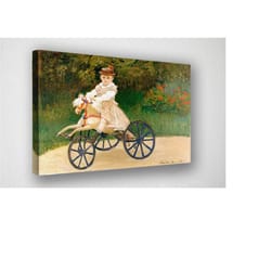 claude monet, jean monet on his hobby horse canvas print, room decor, home decor, movie poster for gift, ready to hang