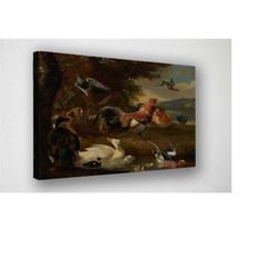 melchior d'hondecoeter, chickens and ducks wall art canvas, canvas print, room decor, home decor, movie poster for gift,