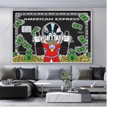 street art-inspired scrooge mcduck canvas print - american express graffiti wall decor