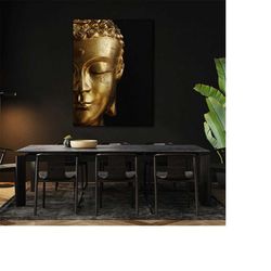 buddha statue gold buddhism canvas wall art home decor poster painting