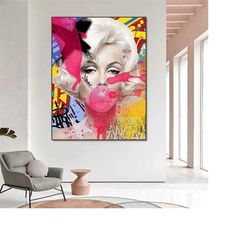 sensual bubblegum beauty - canvas print of a sexy woman blowing bubble gum