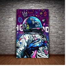 beyond the sky: 'astronaut' graffiti art canvas print - a inspirational and eye-catching addition to your living room or
