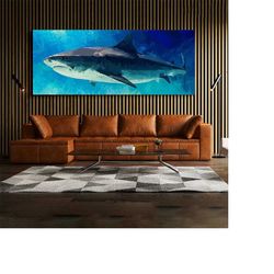 shark canvas print wall art home decor poster painting