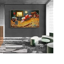 scrooge mcduck's monopoly: a wealth of gold and adventure - canvas painting for living room or home office decor