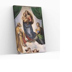 Sistine Madonna by Raphael Famous Artwork Reproduction Renaissance Painting Canvas Wrap Wall Art Religious Home Decor Pr